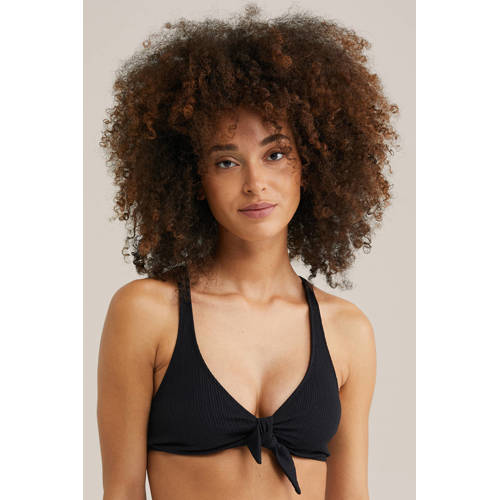 WE Fashion voorgevormde triangel bikinitop zwart afbeelding