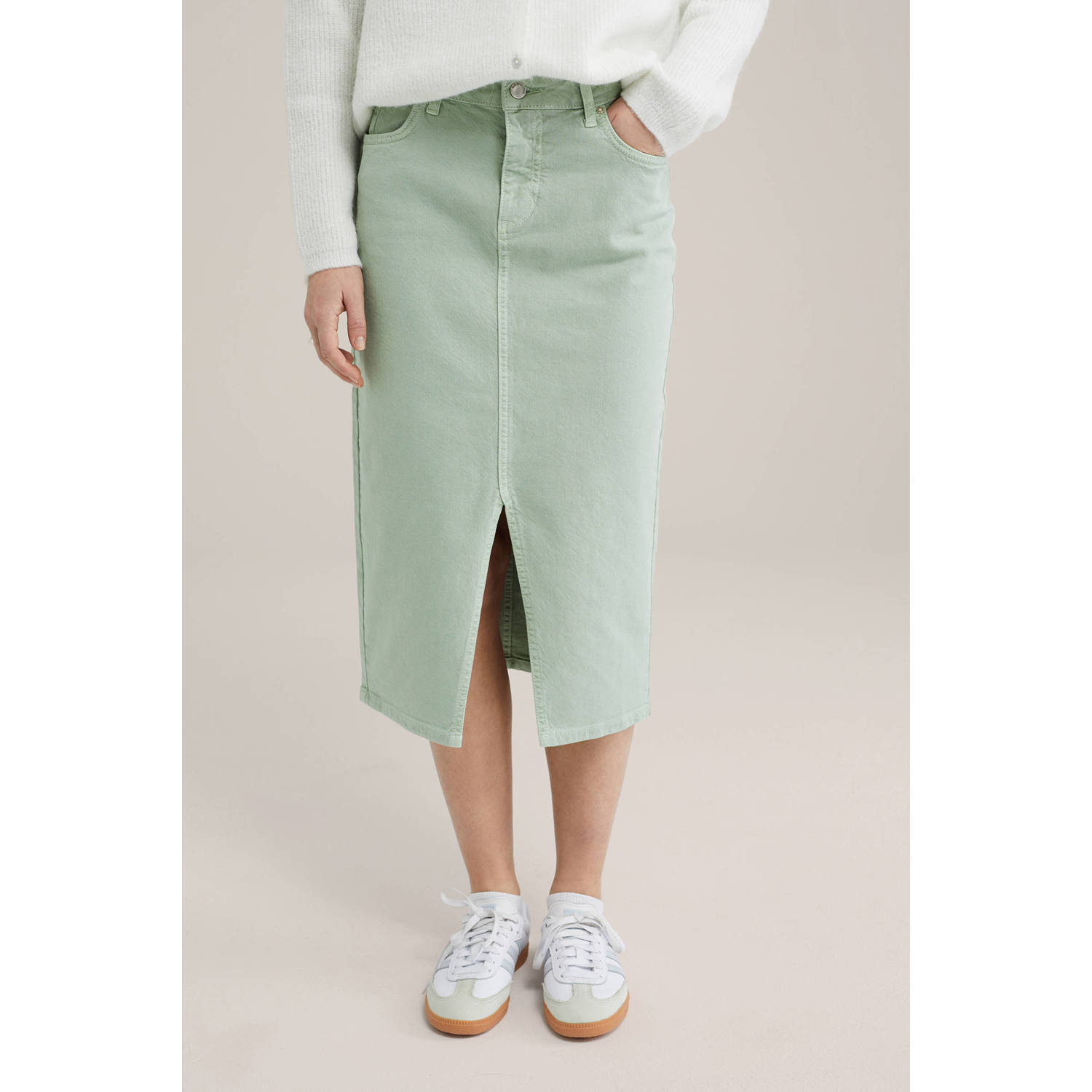 WE Fashion Blue Ridge spijkerrok lichtgroen