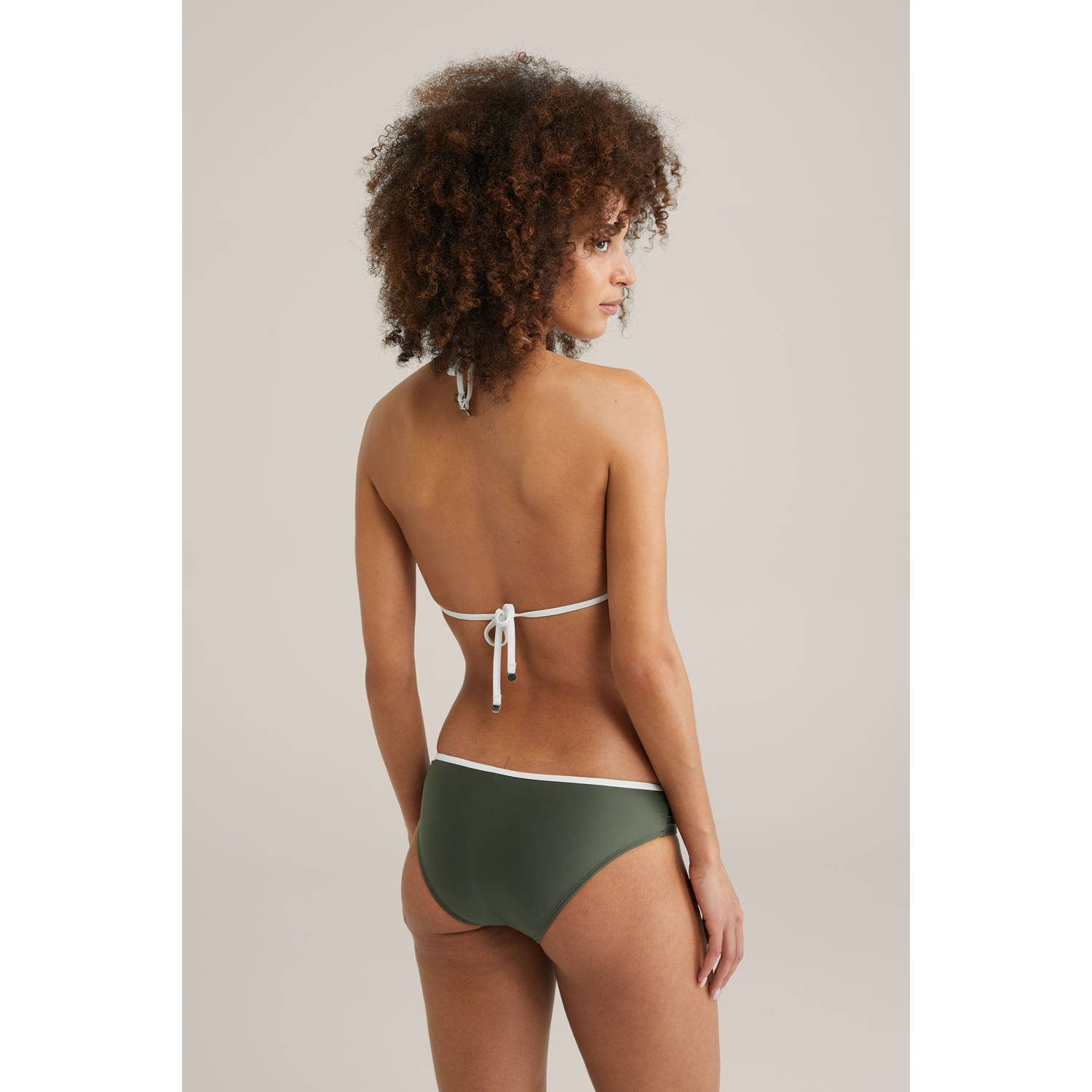 WE Fashion voorgevormde triangel bikinitop legergroen