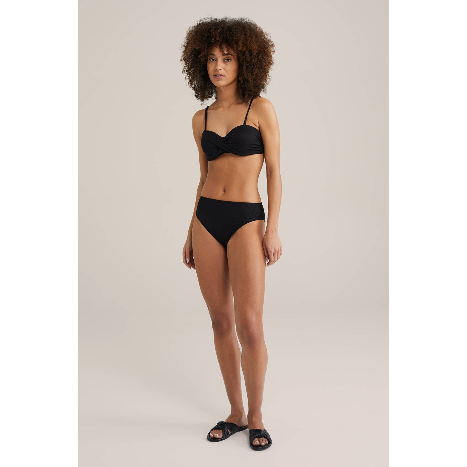 WE Fashion high waist bikinibroekje zwart