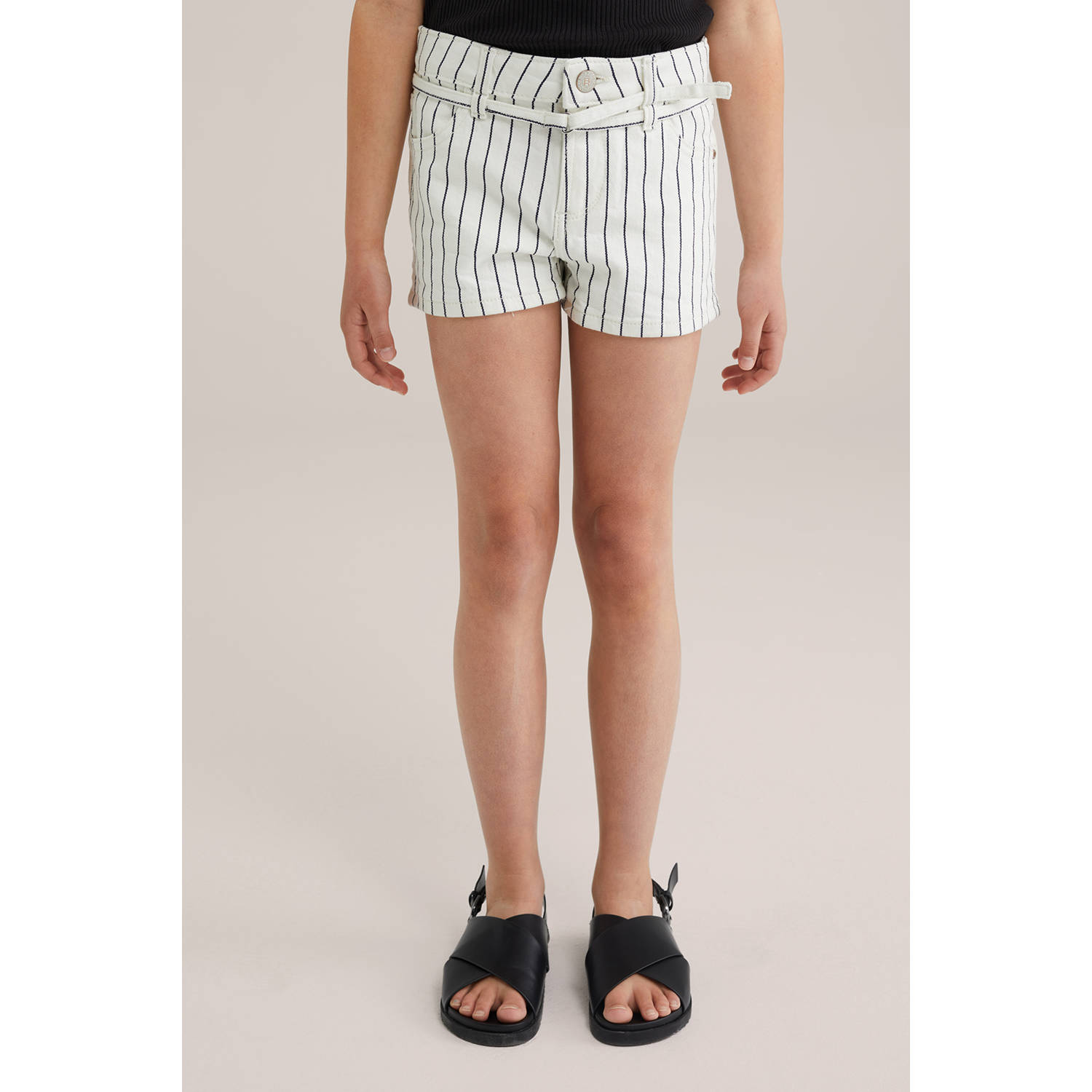WE Fashion Blue Ridge denim slim short wit