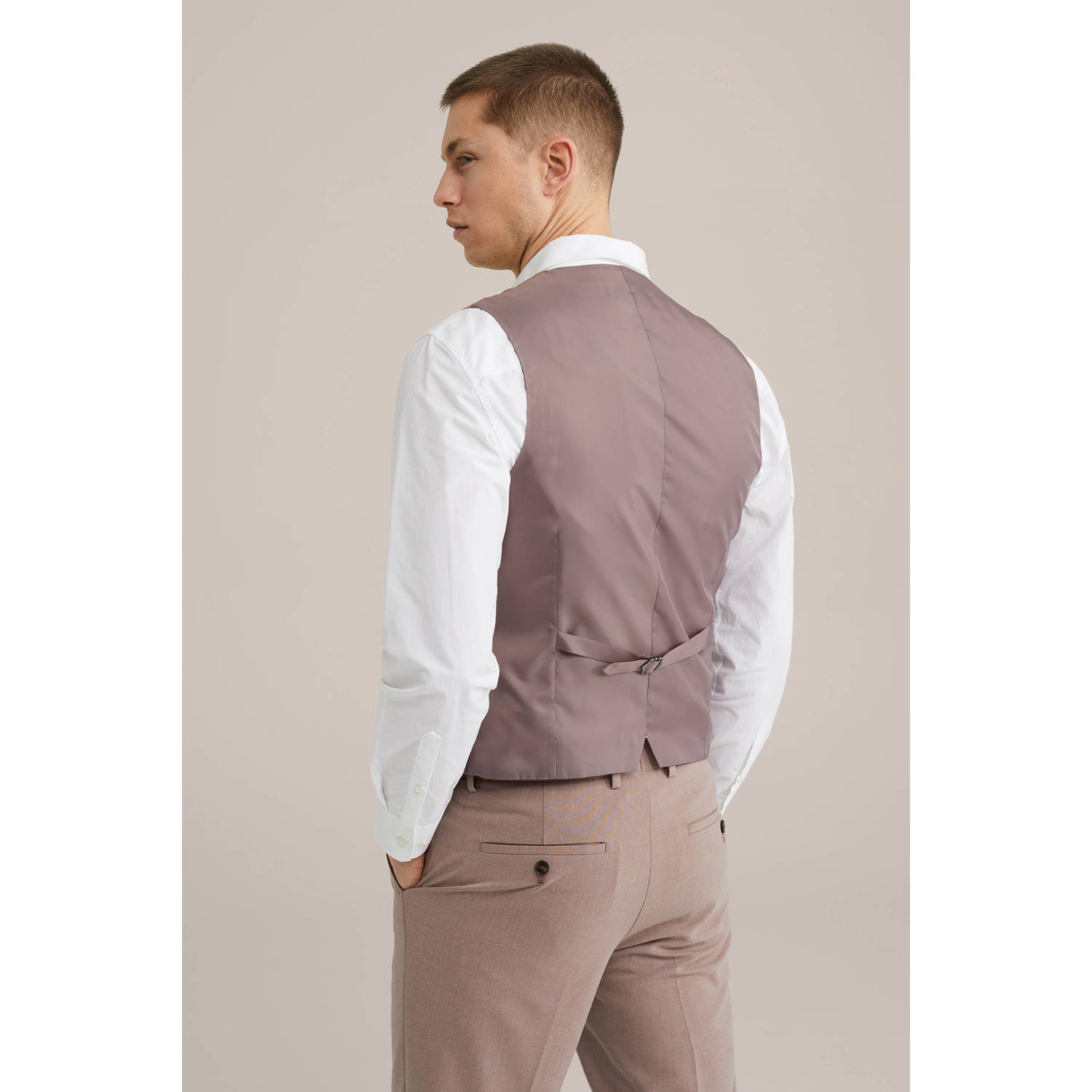 WE Fashion WE Fundamentals slim fit gilet oudroze