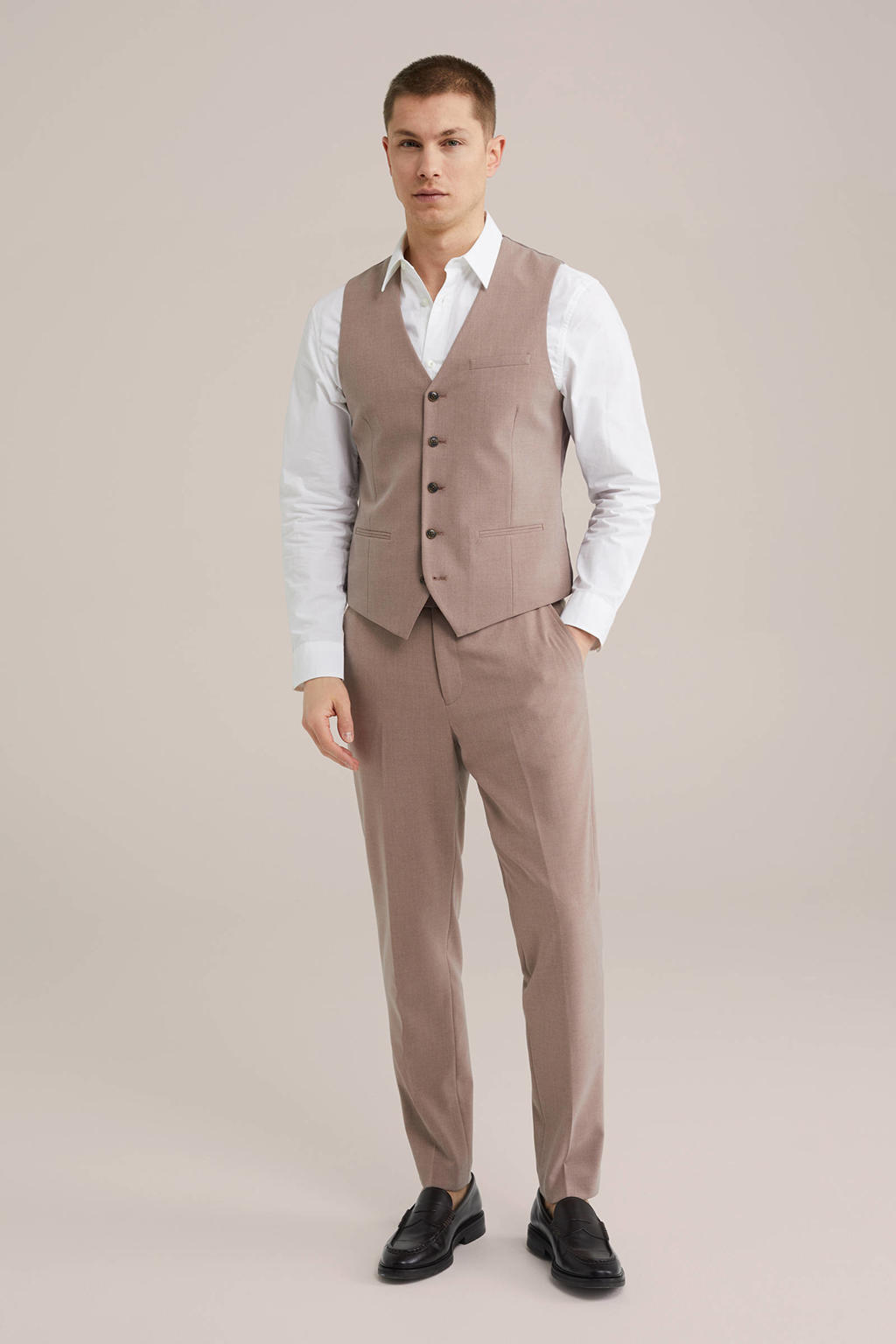Oudroze heren WE Fundamentals slim fit gilet van polyester met effen