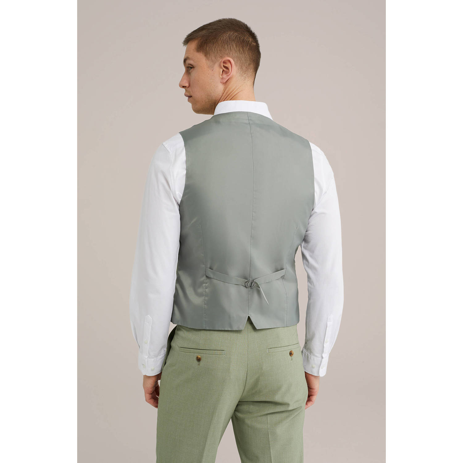 WE Fashion WE Fundamentals slim fit gilet groen