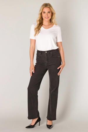 high waist wide leg jeans black denim