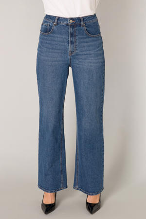 high waist wide leg jeans medium blue denim