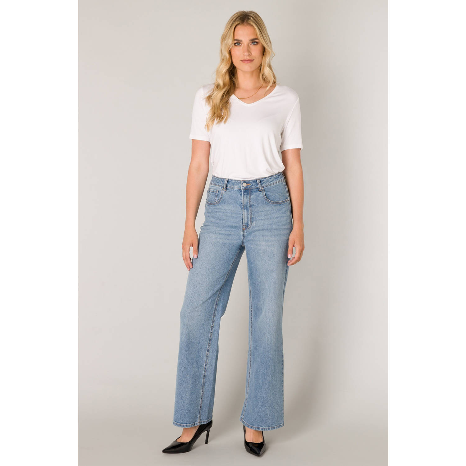 Base Level high waist wide leg jeans light blue denim