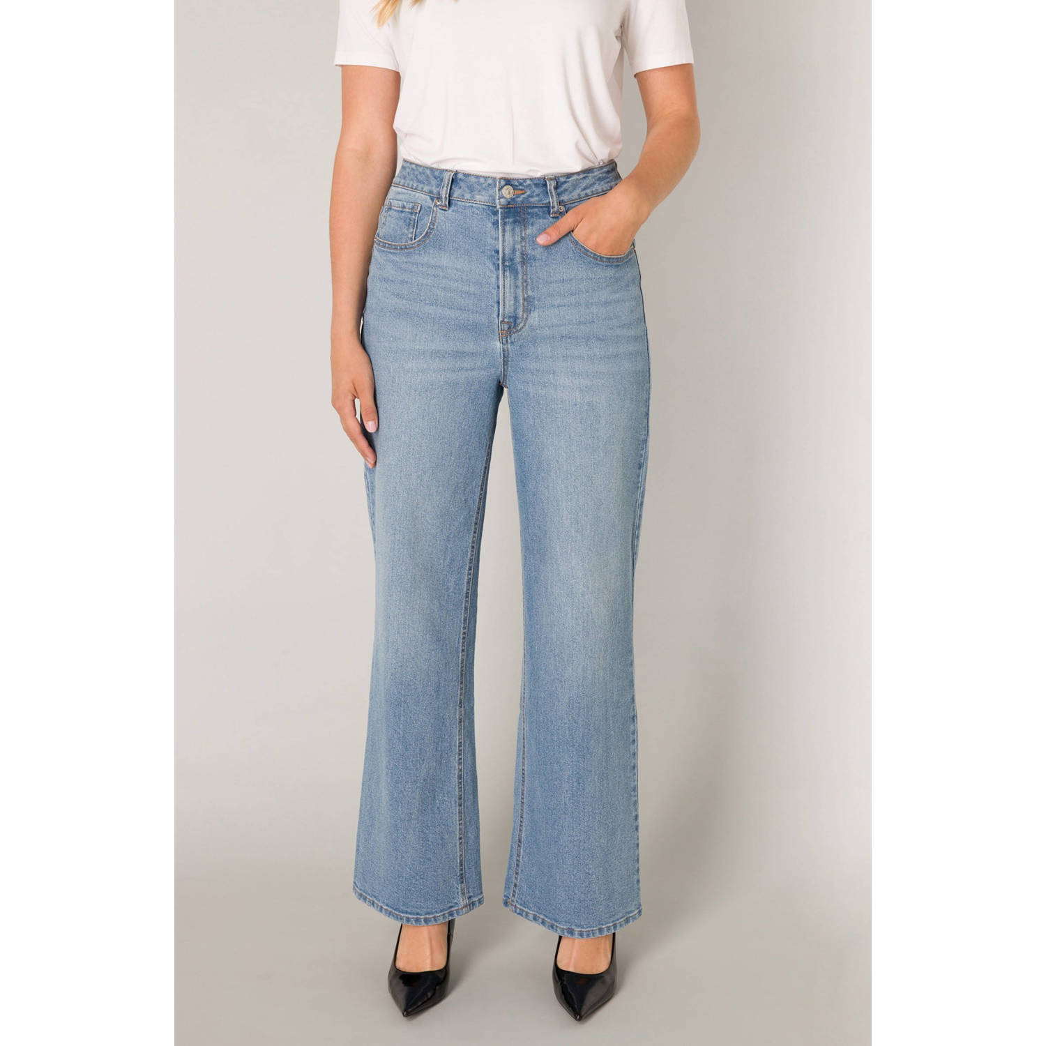 Base Level high waist wide leg jeans light blue denim