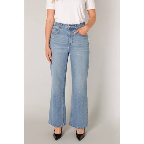 Base Level high waist wide leg jeans light blue denim afbeelding