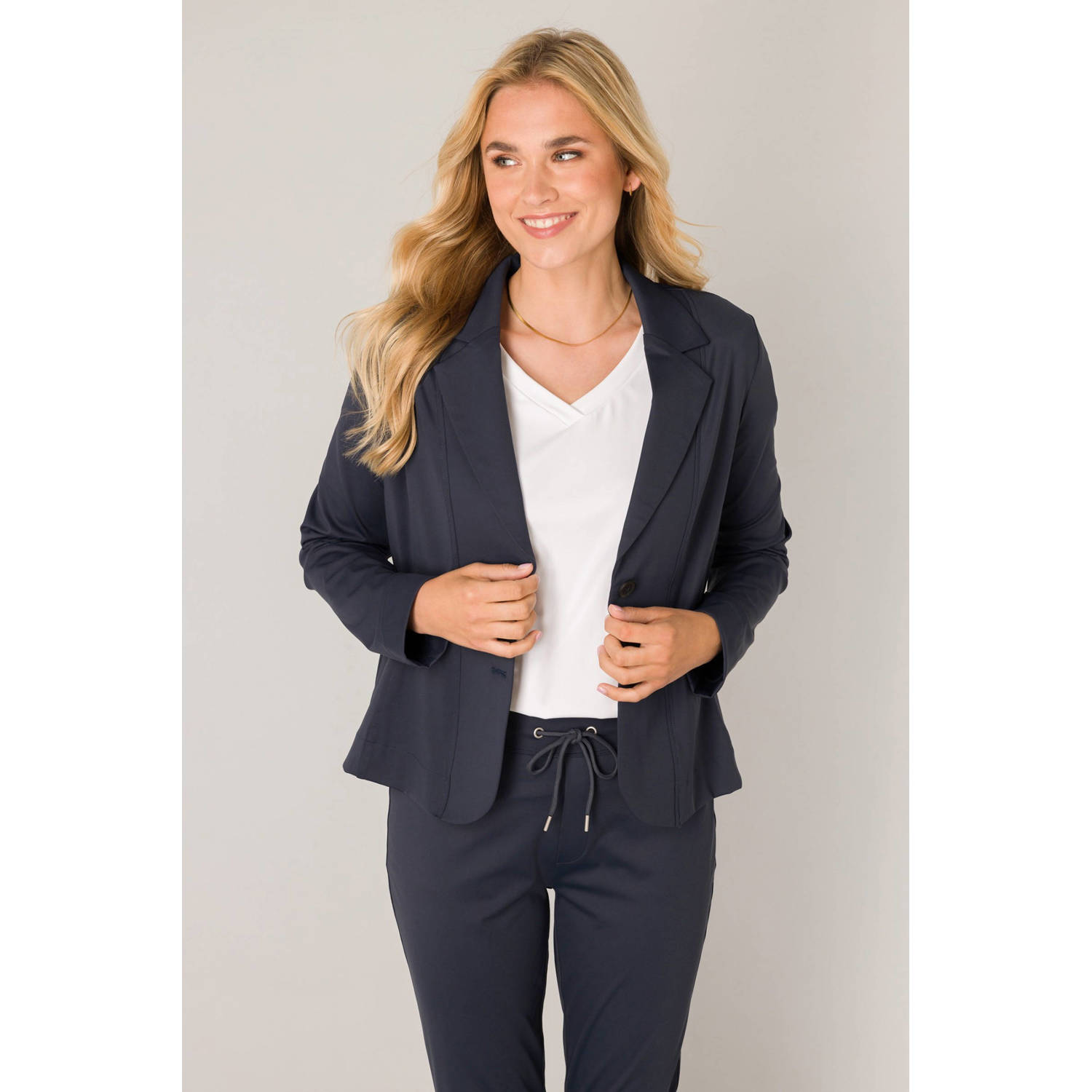 Base Level regular blazer donkerblauw