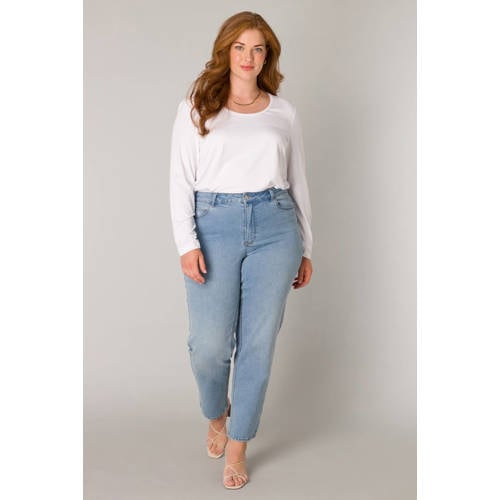 Base Level Curvy high waist slim fit jeans lichtblauw afbeelding