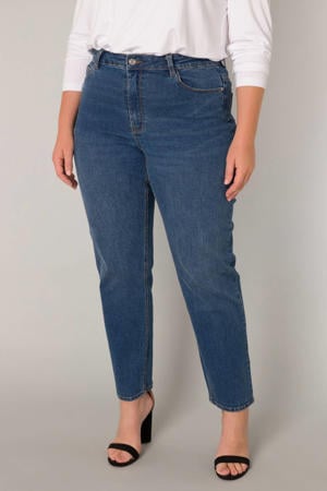 high waist slim fit jeans dark blue denim