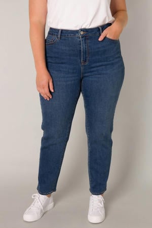 high waist slim fit jeans dark blue denim