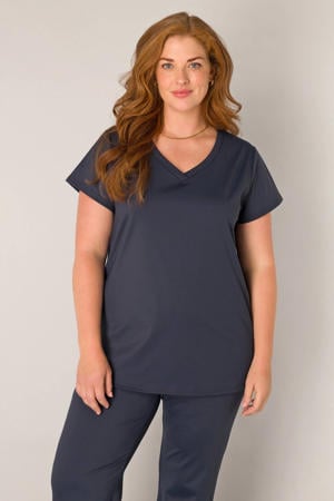 T-shirt travelstof donkerblauw
