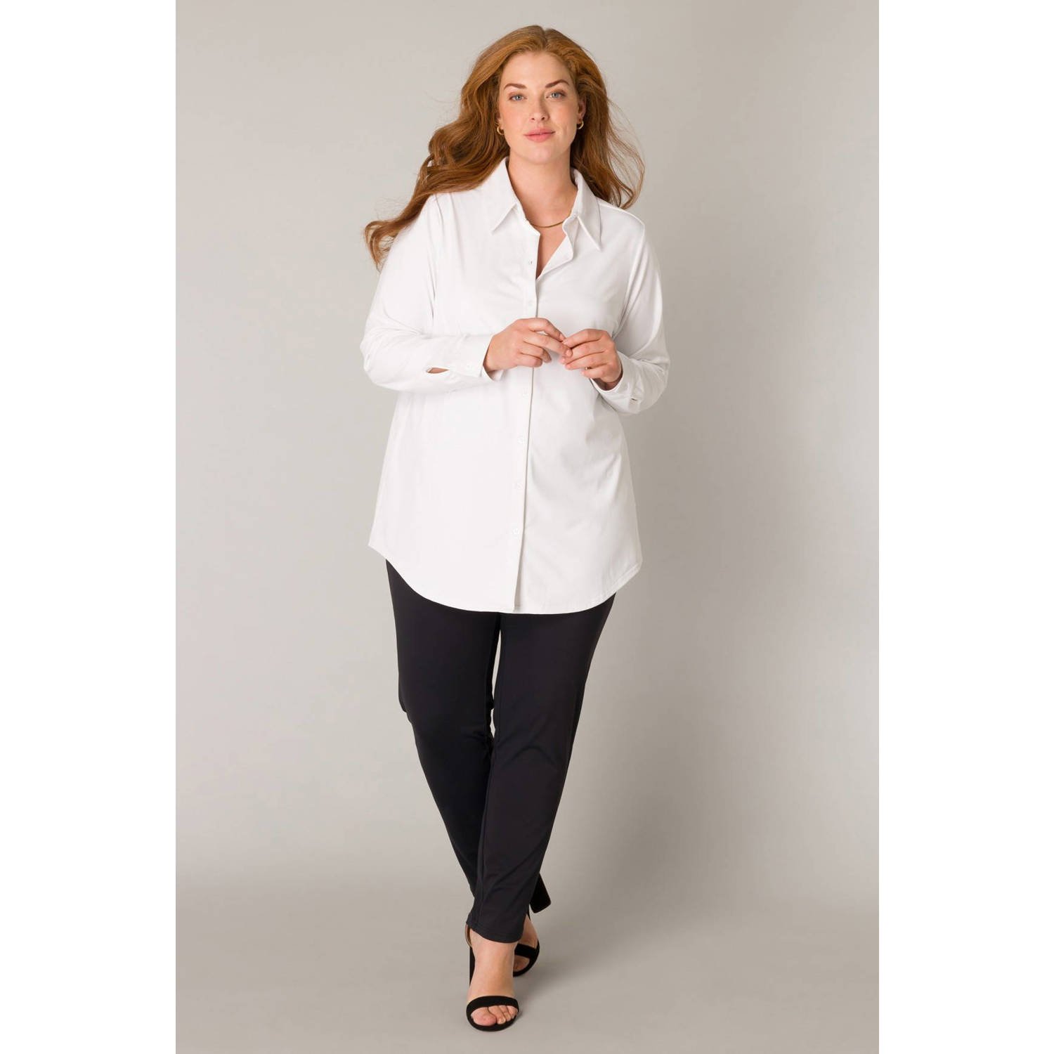 Base Level Curvy Blouse met lange mouwen Lara met stretch