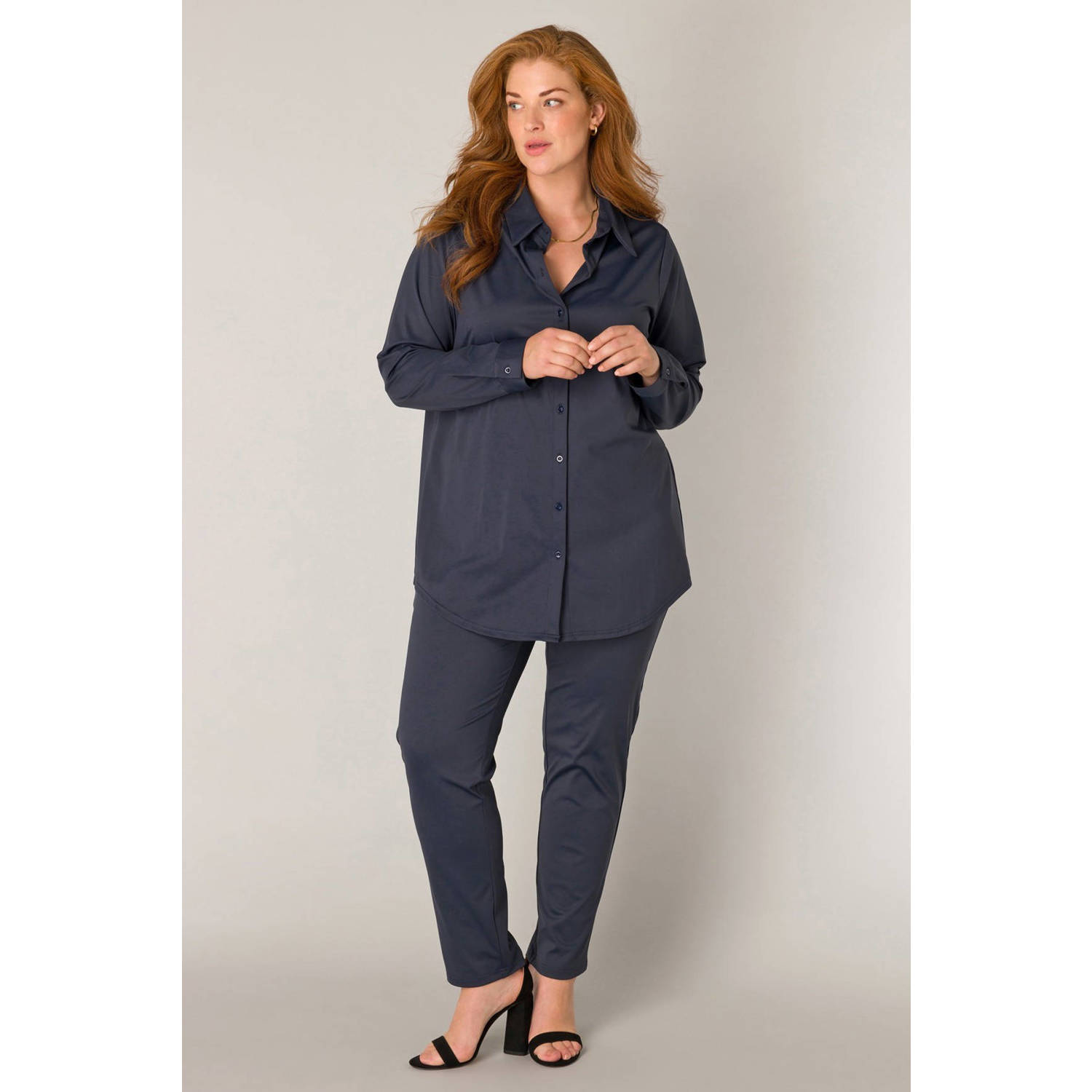 Base Level Curvy Blouse met lange mouwen Lara met stretch