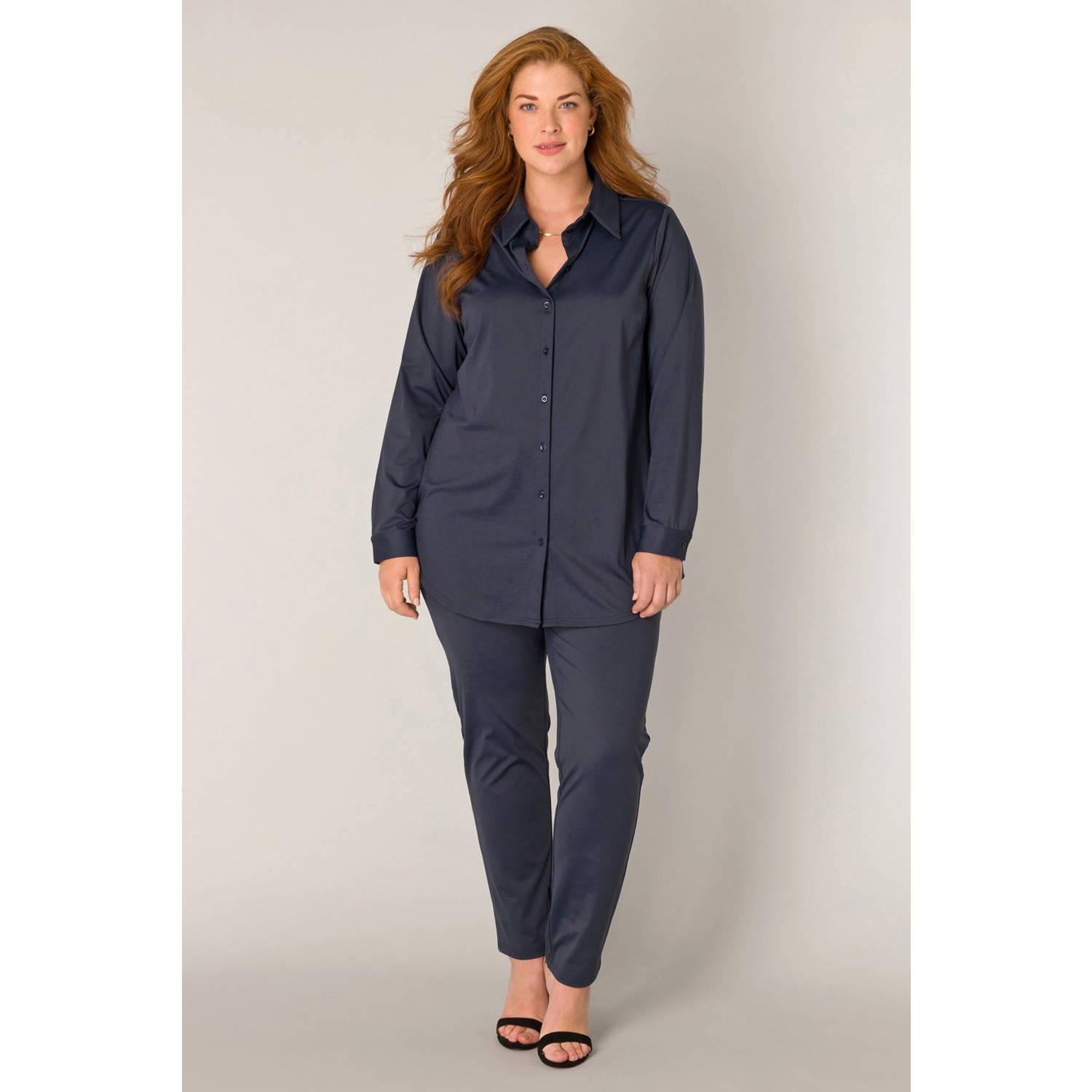 Base Level Curvy blouse donkerblauw