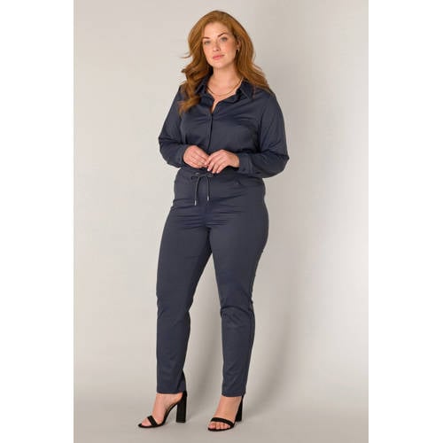 Base Level Curvy slim regular waist broek donkerblauw afbeelding