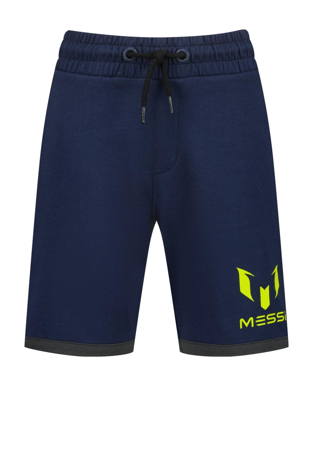 Donkerblauwe jongens en meisjes Messi relaxed sweatshort van polyester met regular waist, elastische tailleband met koord en logo dessin
