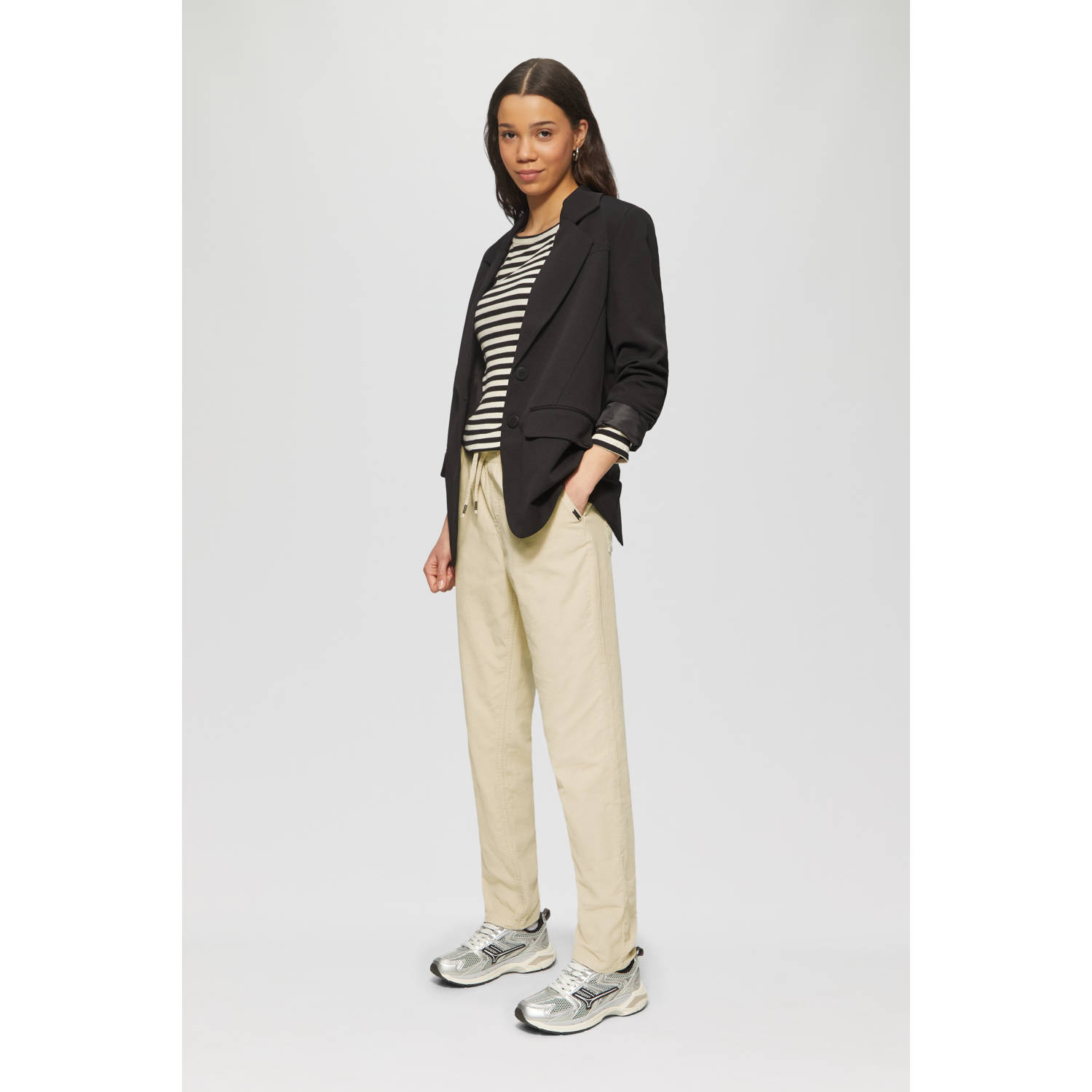Q S by s.Oliver straight regular waist broek ecru