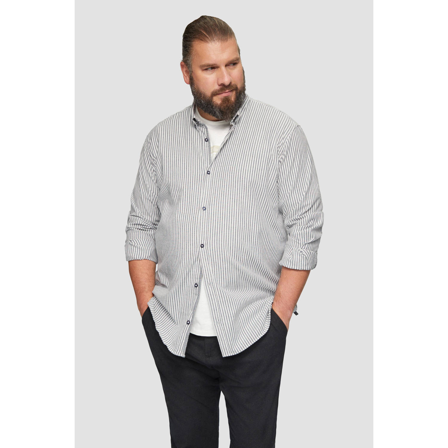S.Oliver Big Size casual overhemd donkerblauw