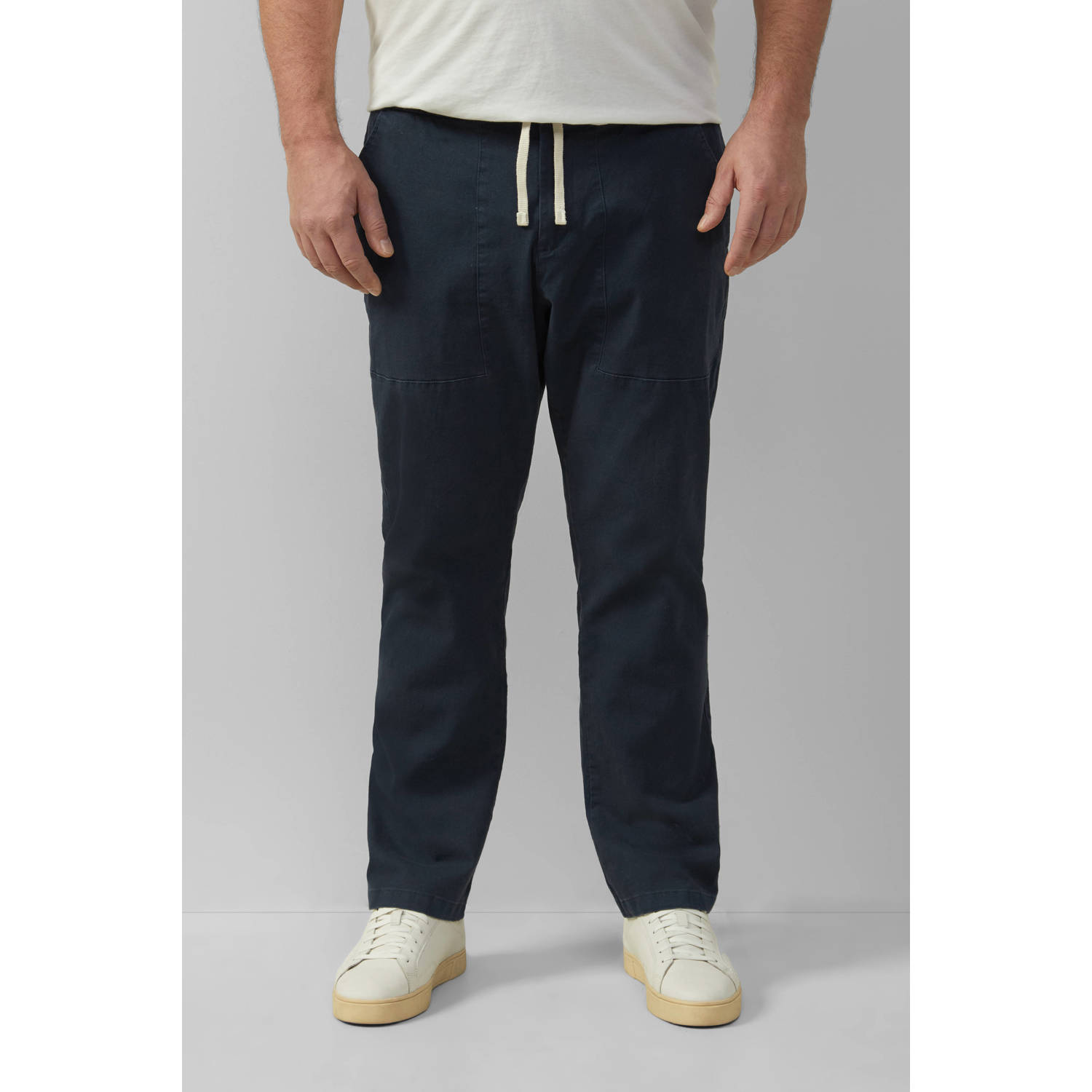 S.Oliver Big Size tapered casual broek donkerblauw