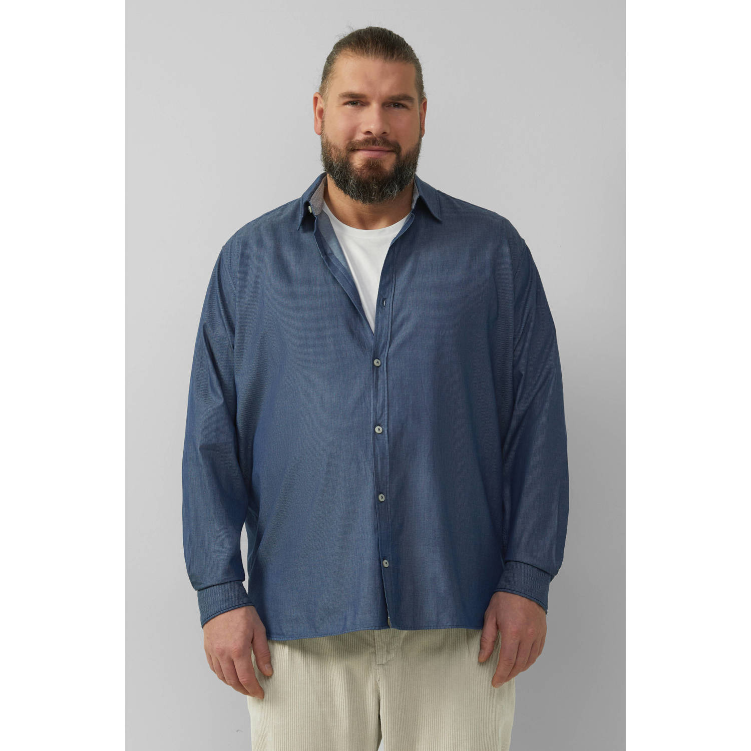 S.Oliver Big Size casual overhemd donkerblauw