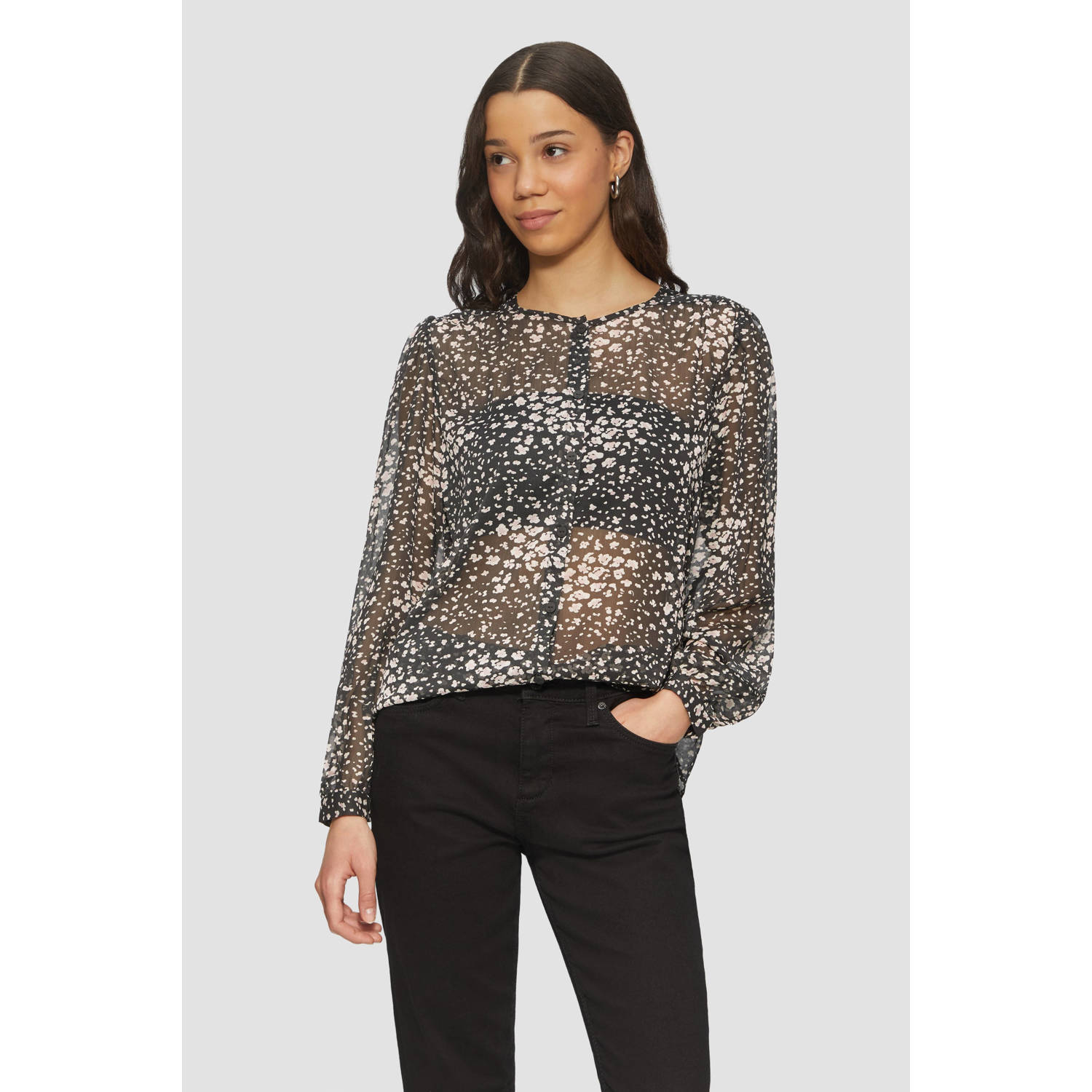 Q S by s.Oliver blouse zwart ecru