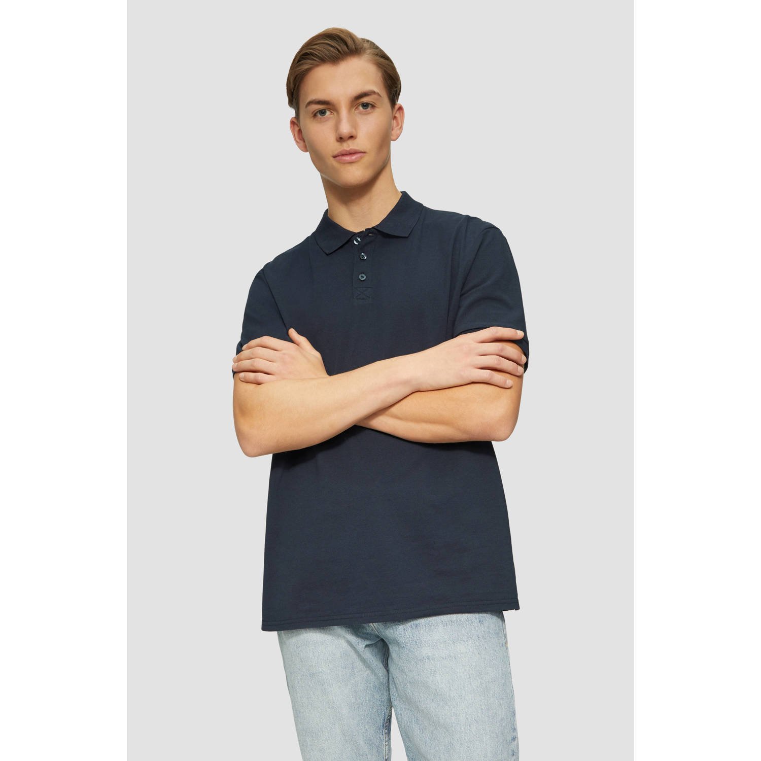Q S by s.Oliver regular polo donkerblauw
