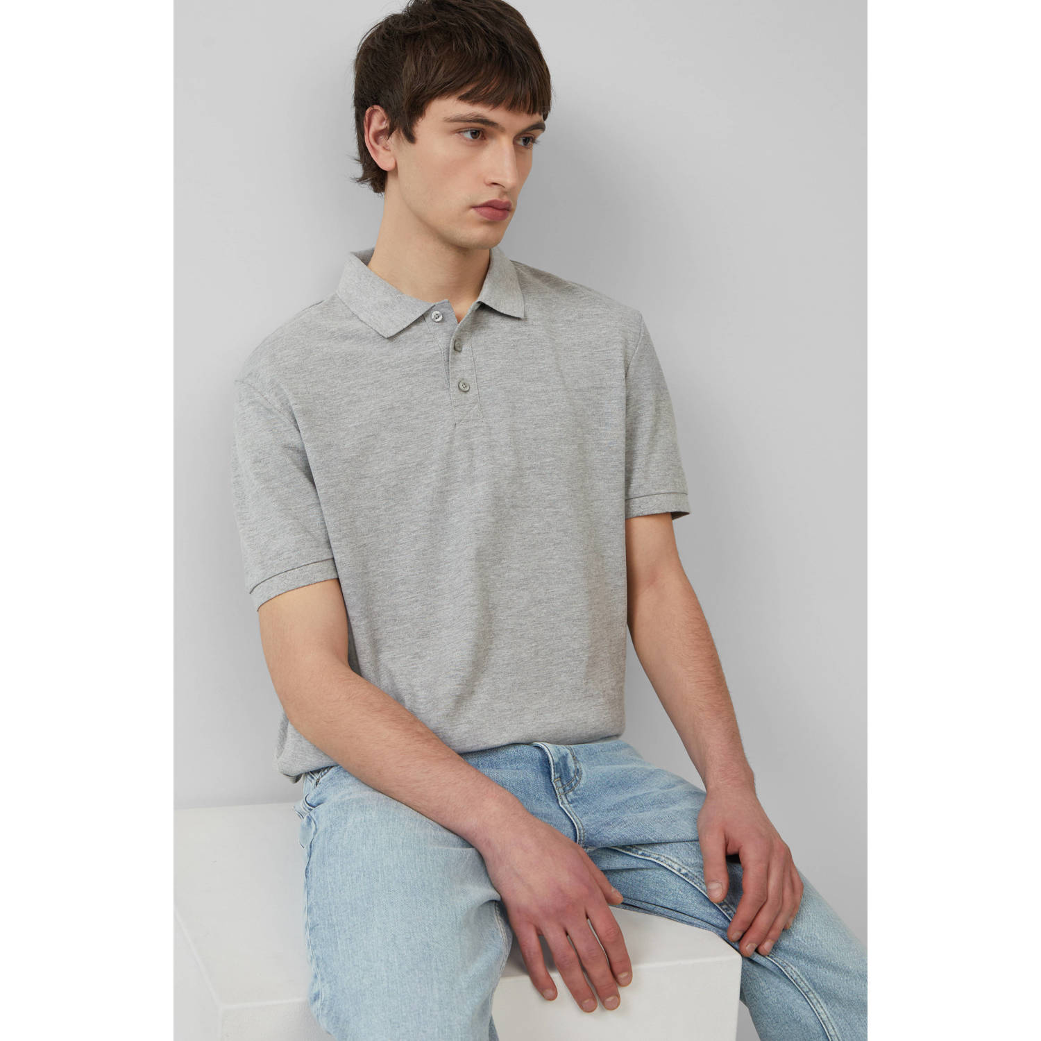 Q S by s.Oliver regular polo lichtgrijs