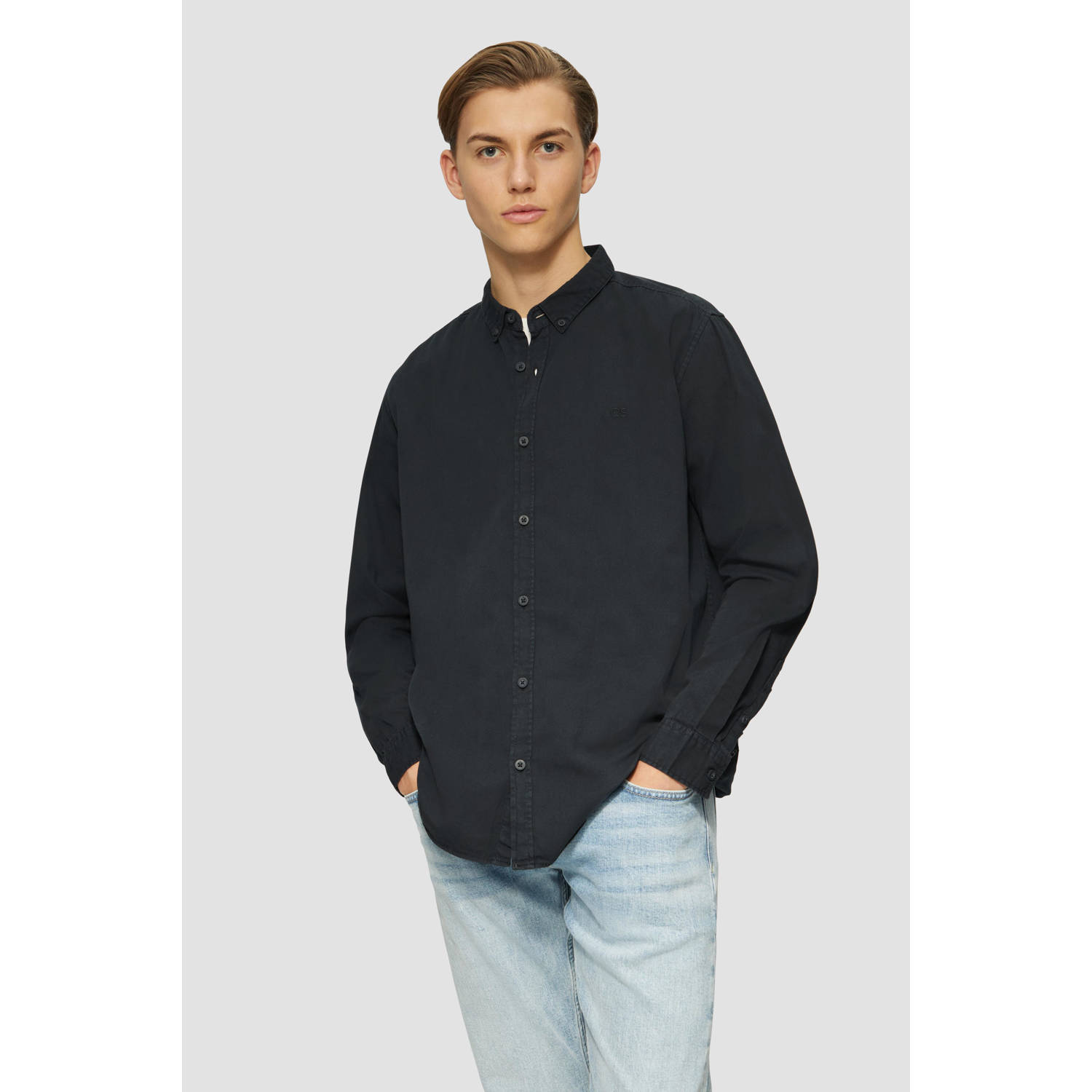 Q S by s.Oliver casual overhemd donkerblauw