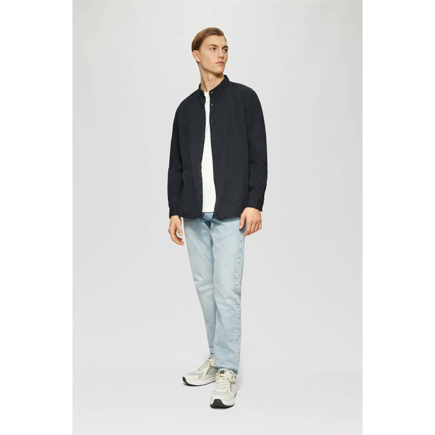 Q S by s.Oliver casual overhemd donkerblauw