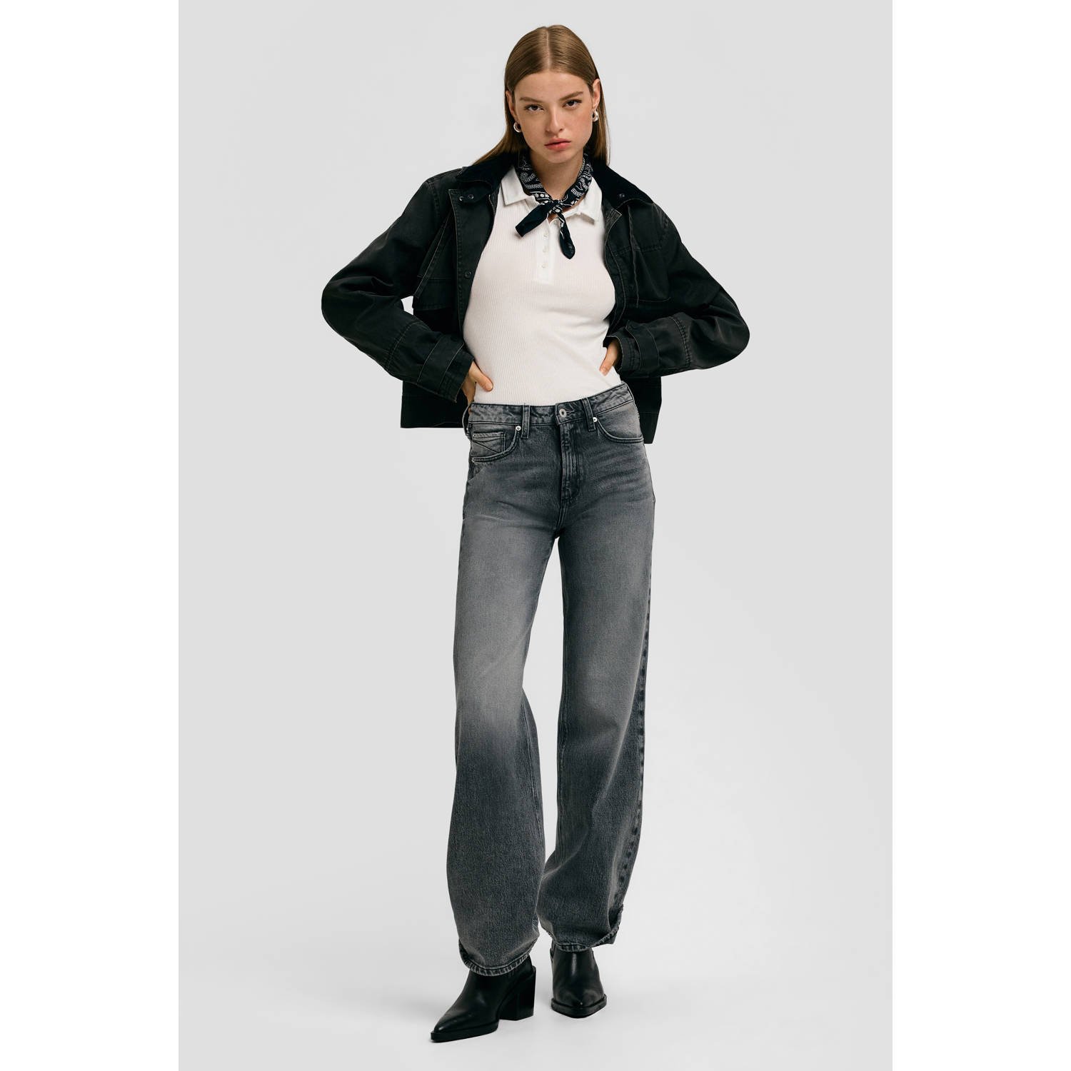 Q S by s.Oliver wide leg jeans grey denim
