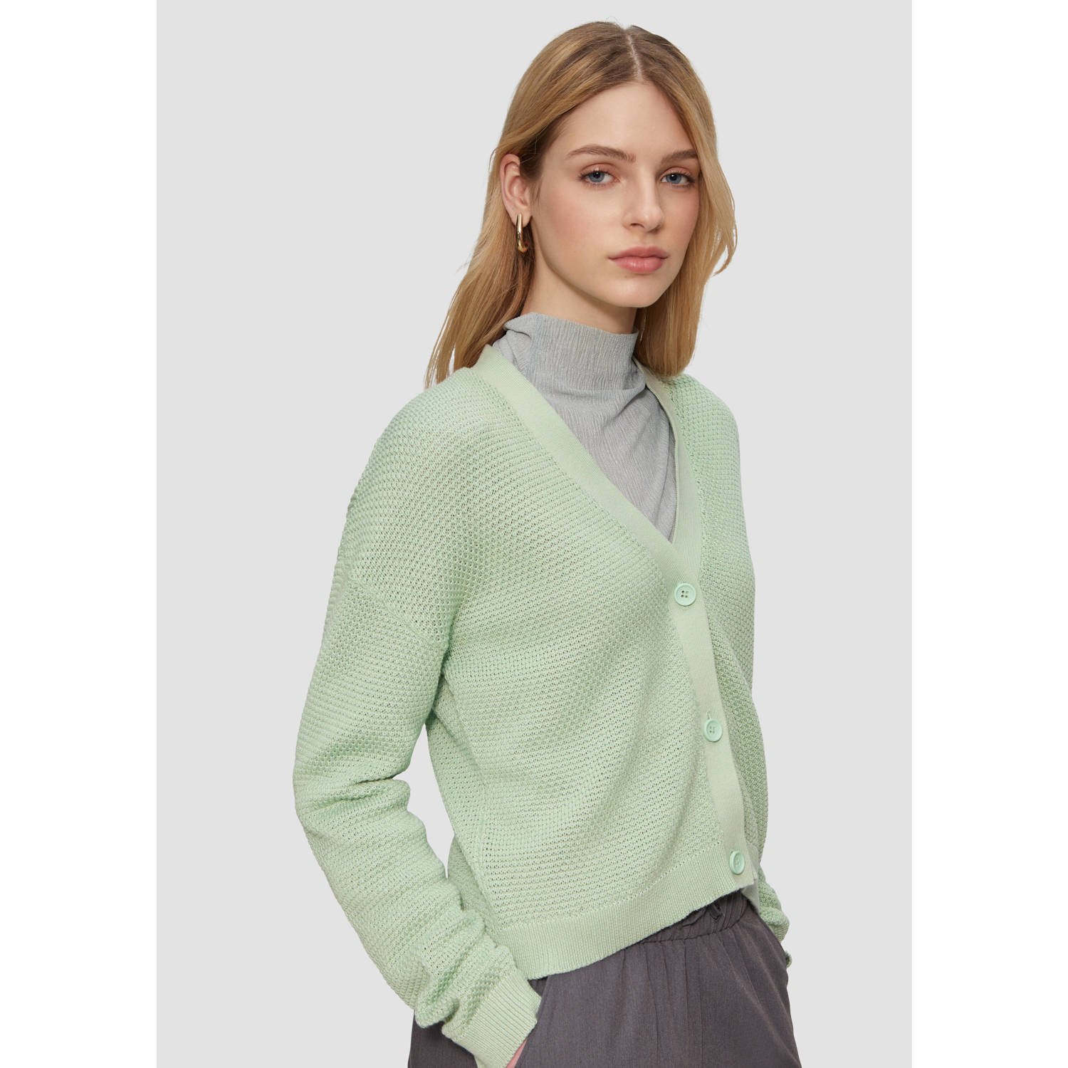 Q S by s.Oliver gebreid vest lichtgroen