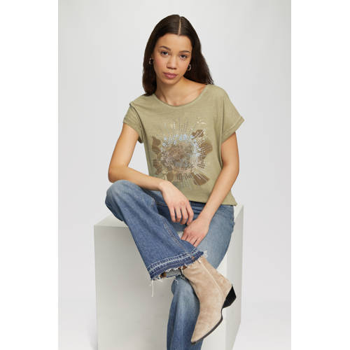 QS T-shirt kaki afbeelding