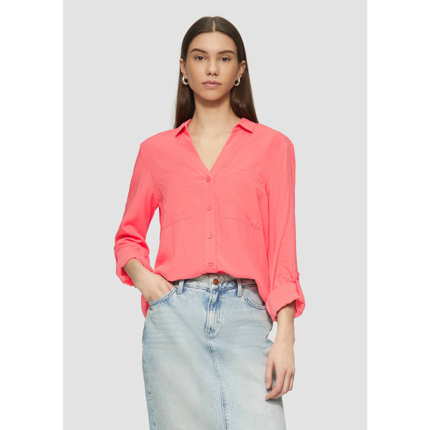 Q S designed by Overhemdblouse met turn-upmouwen nieuwe collectie