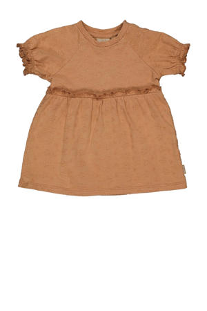 korte jurk broderie bruin