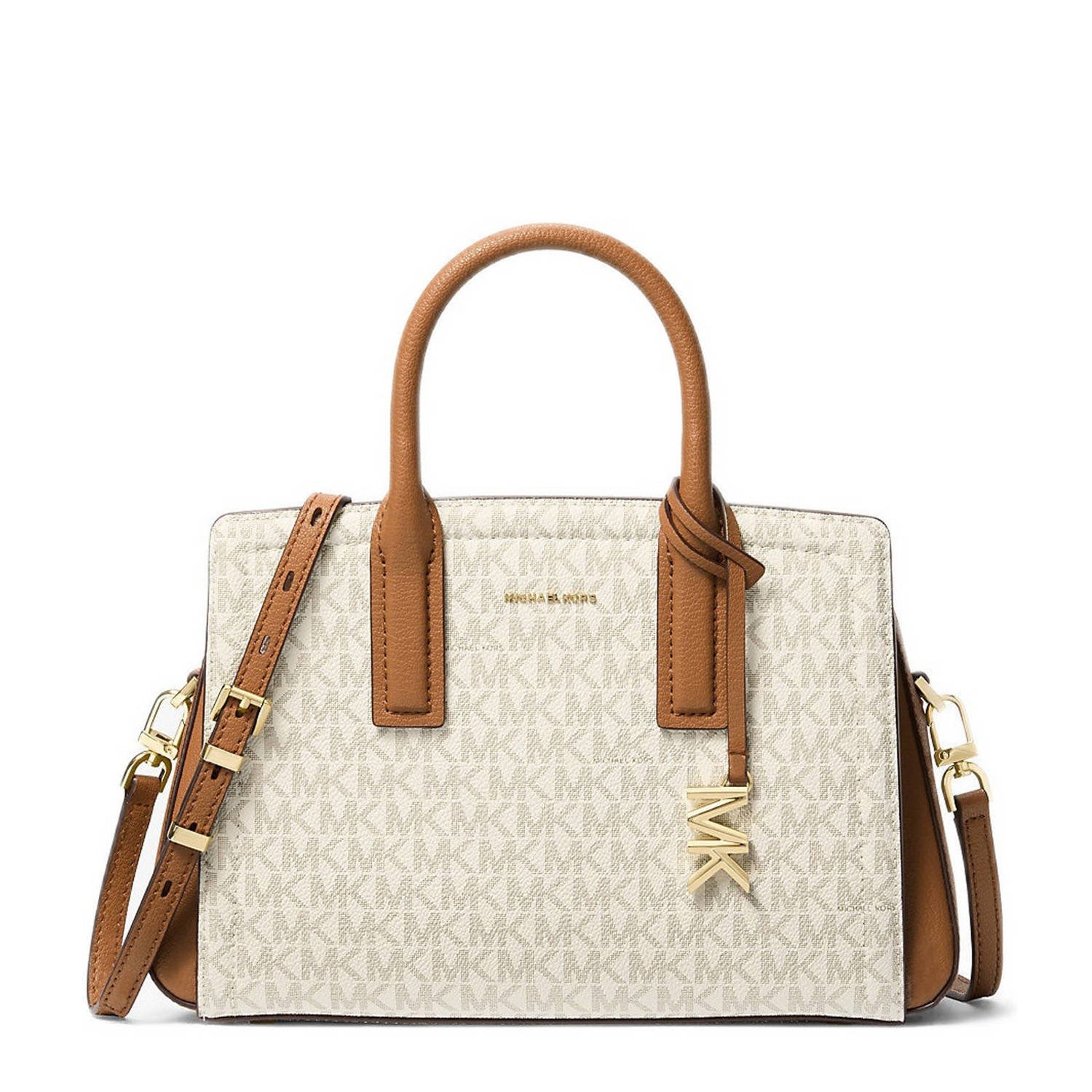 Michael Kors mini handtas Laila met logprint ecru cognac