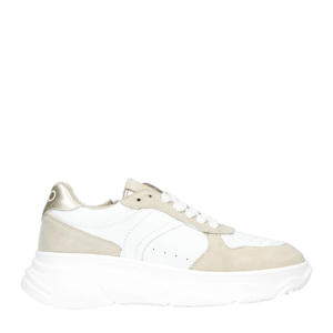   chunky leren sneakers wit/beige