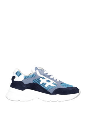   chunky leren sneakers blauw