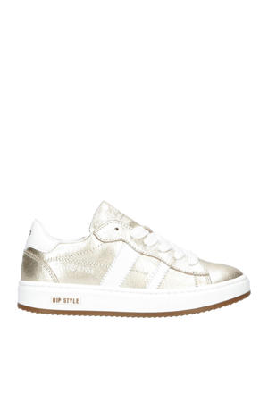   leren sneakers goud