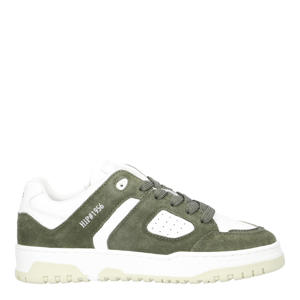   leren sneakers groen/wit