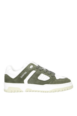   leren sneakers groen/wit