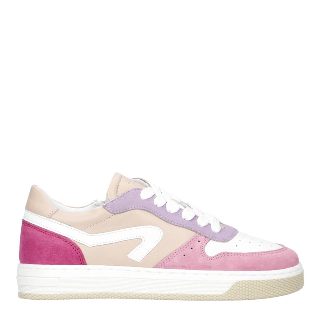 Roze meisjes Hip leren sneakers met veters