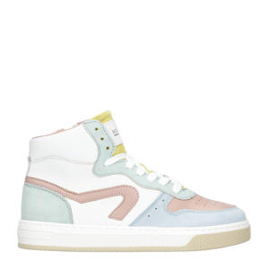   leren sneakers wit/roze/blauw