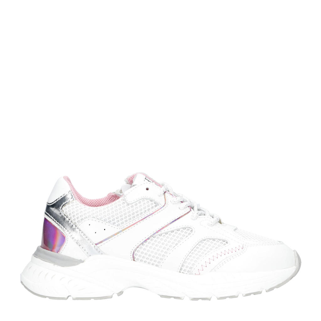 Witte meisjes Hip leren sneakers met veters