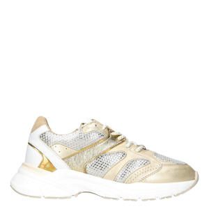   chunky leren sneakers beige