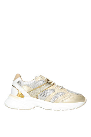   chunky leren sneakers beige