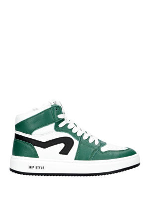   leren sneakers groen/wit