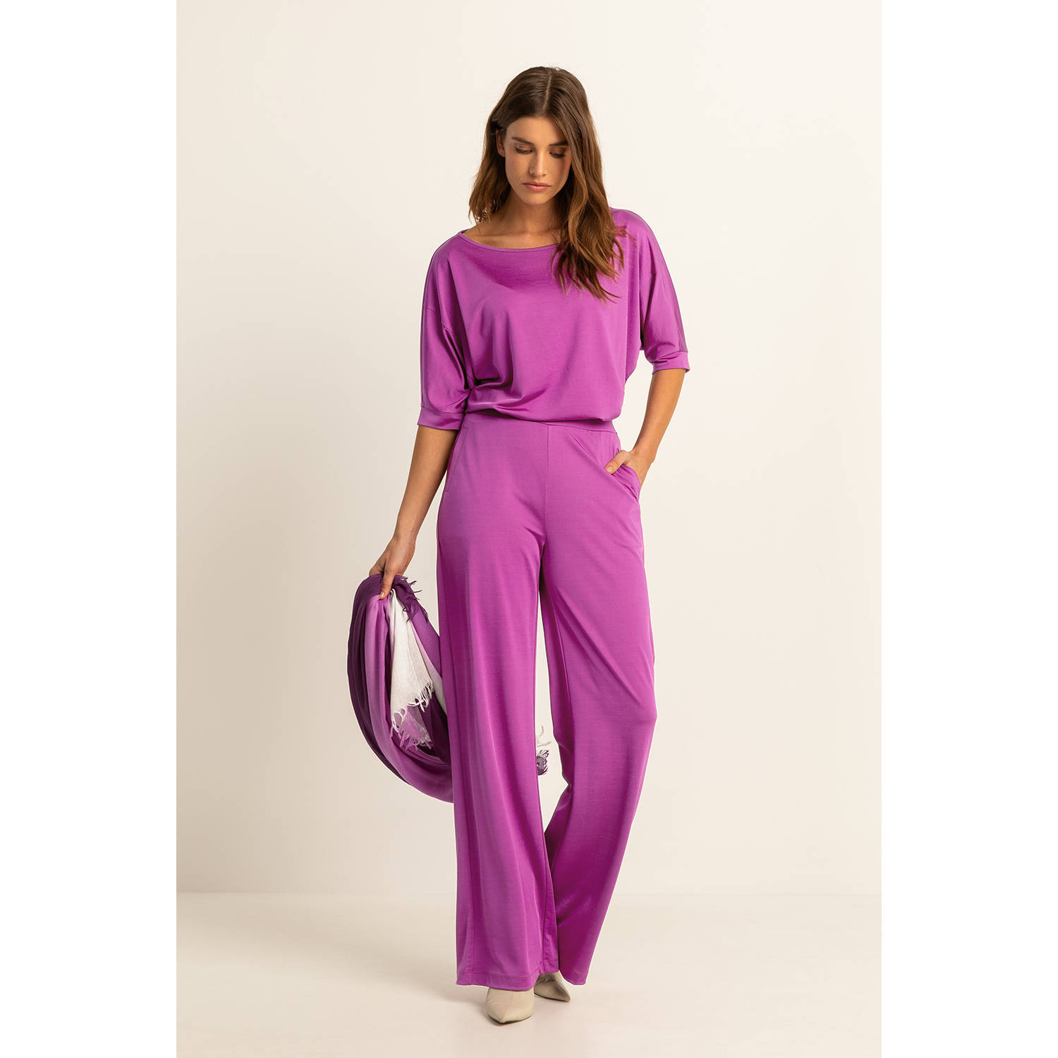 Expresso high waist broek fuchsia